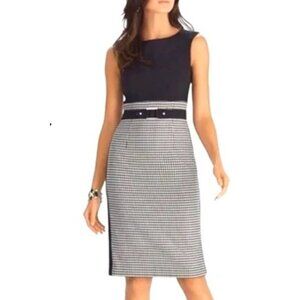 WHITE HOUSE BLACK MARKET  BLACK-WHITE HOUNDSTOOTH SKIRT SHEATH DRESS SIZE:14 NWT